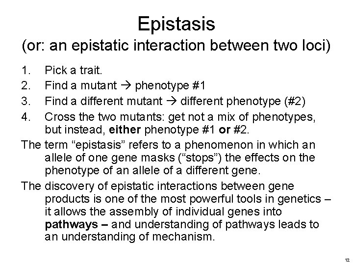 Epistasis (or: an epistatic interaction between two loci) 1. 2. 3. 4. Pick a
