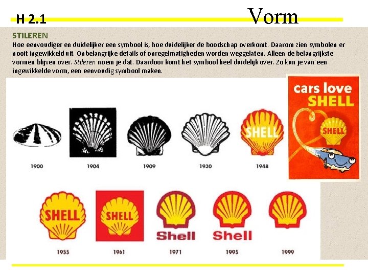 H 2. 1 STILEREN Vorm Hoe eenvoudiger en duidelijker een symbool is, hoe duidelijker