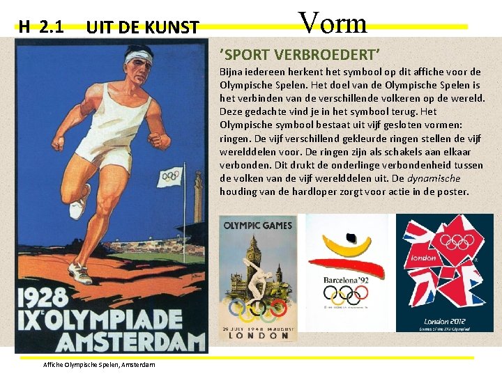 H 2. 1 UIT DE KUNST Vorm ’SPORT VERBROEDERT’ Bijna iedereen herkent het symbool