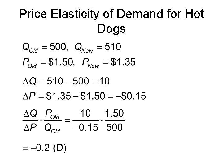 Price Elasticity of Demand for Hot Dogs 