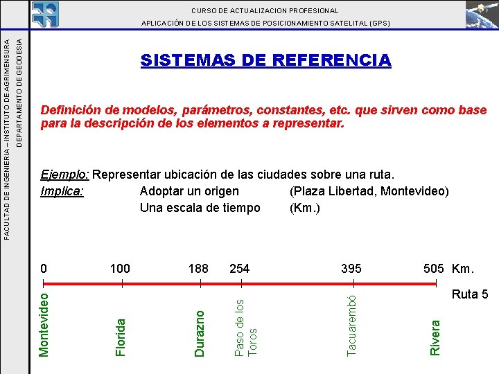 CURSO DE ACTUALIZACION PROFESIONAL SISTEMAS DE REFERENCIA Definición de modelos, parámetros, constantes, etc. que