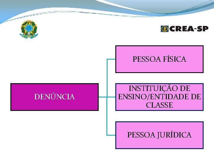 PESSOA FÍSICA DENÚNCIA INSTITUIÇÃO DE ENSINO/ENTIDADE DE CLASSE PESSOA JURÍDICA 