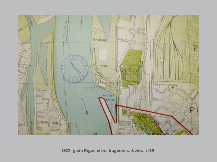 1923. gada Rīgas plāna fragments. Avots: LNB 1923. gada Rīgas plāna fragments. Avots: LNB
