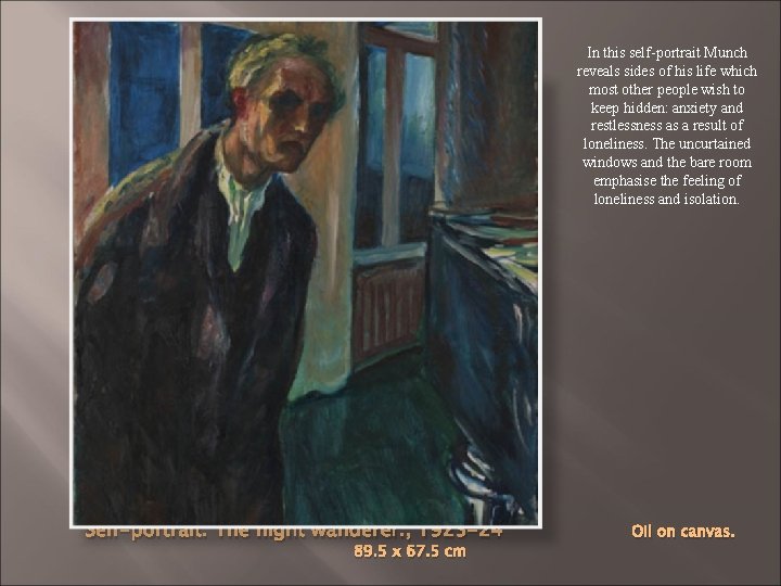 In this self-portrait Munch reveals sides of his life which most other people wish In this self-portrait Munch reveals sides of his life which most other people wish
