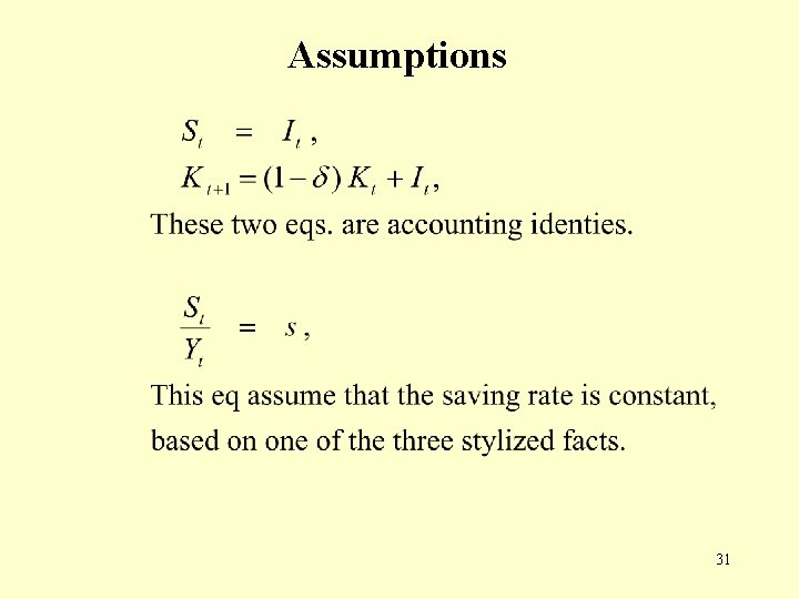 Assumptions 31 