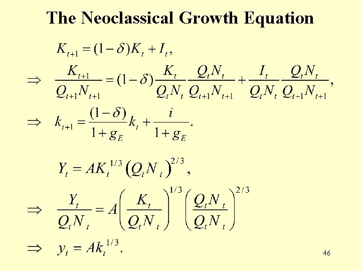 The Neoclassical Growth Equation 46 The Neoclassical Growth Equation 46