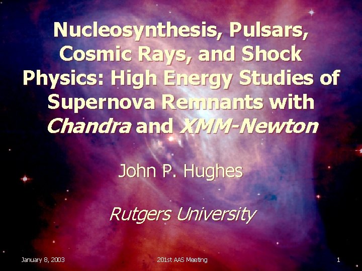 Nucleosynthesis, Pulsars, Cosmic Rays, and Shock Physics: High Energy Studies of Supernova Remnants with