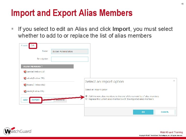 48 Import and Export Alias Members § If you select to edit an Alias