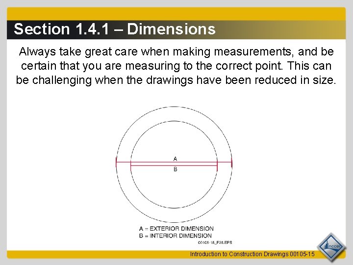 Section 1. 4. 1 – Dimensions Always take great care when making measurements, and