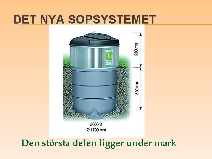 DET NYA SOPSYSTEMET Den största delen ligger under mark 