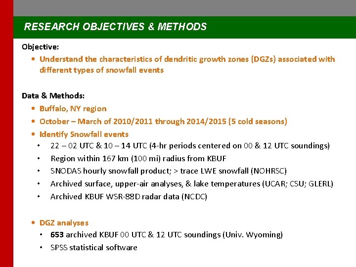 RESEARCH OBJECTIVES & METHODS Objective: • Understand the characteristics of dendritic growth zones (DGZs)