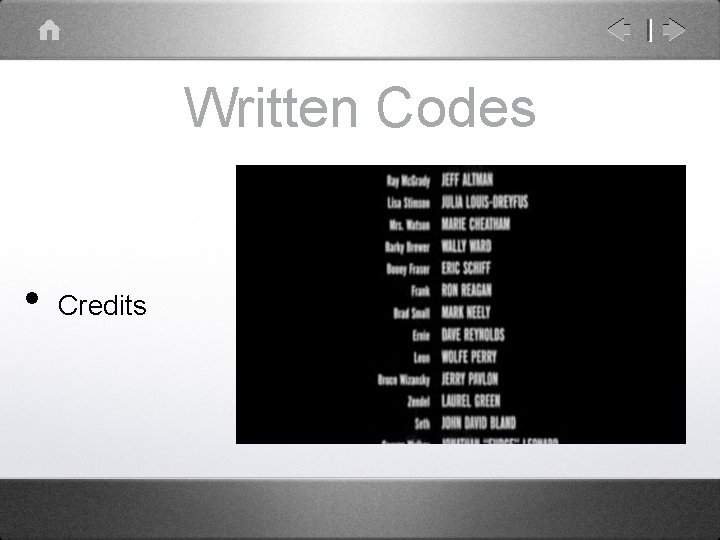 Written Codes • Credits 