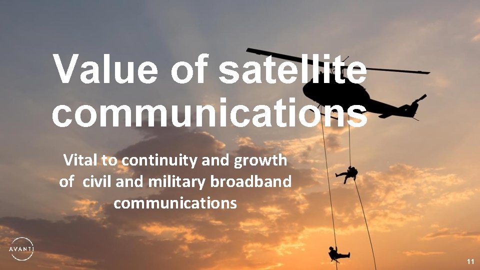 Value of satellite communications Vital to continuity and growth of civil and military broadband