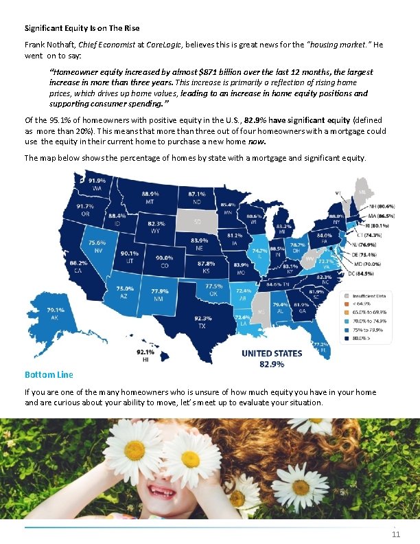 Significant Equity Is on The Rise Frank Nothaft, Chief Economist at Core. Logic, believes