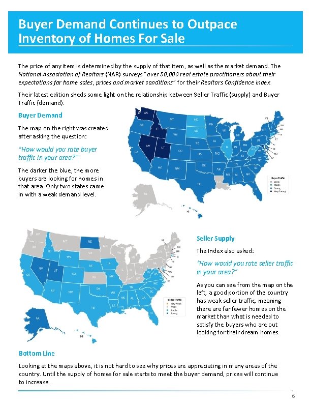 Buyer Demand Continues to Outpace Inventory of Homes For Sale The price of any