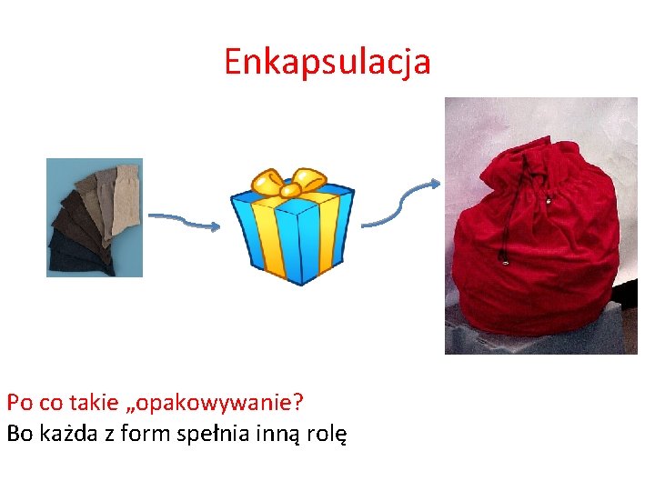 Enkapsulacja Po co takie „opakowywanie? Bo każda z form spełnia inną rolę 