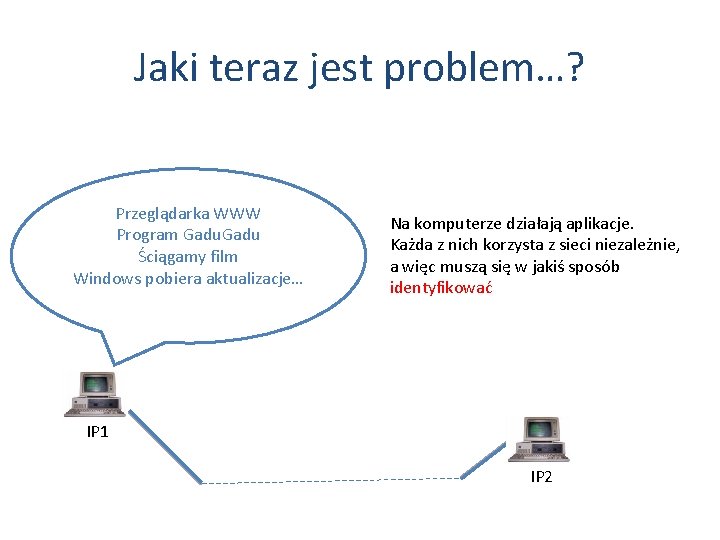 Jaki teraz jest problem…? Przeglądarka WWW Program Gadu Ściągamy film Windows pobiera aktualizacje… Na