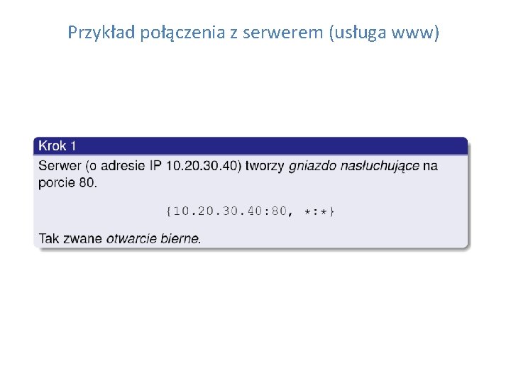 Przykład połączenia z serwerem (usługa www) 