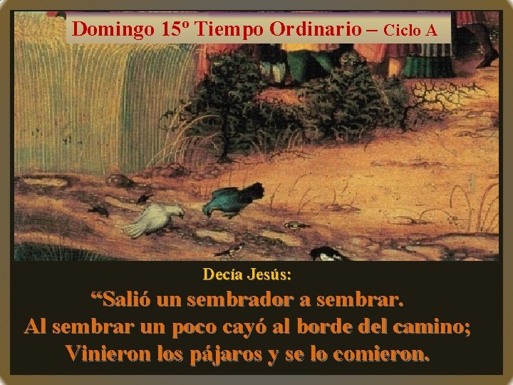 Domingo 15º Tiempo Ordinario – Ciclo A Decía Jesús: “Salió un sembrador a sembrar.