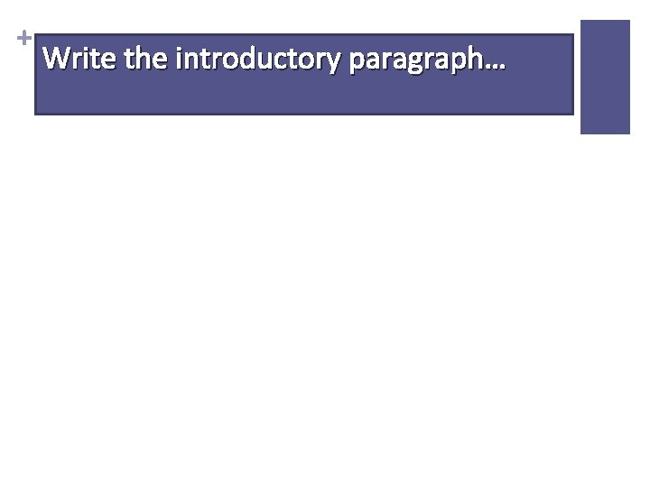 + Write the introductory paragraph… 