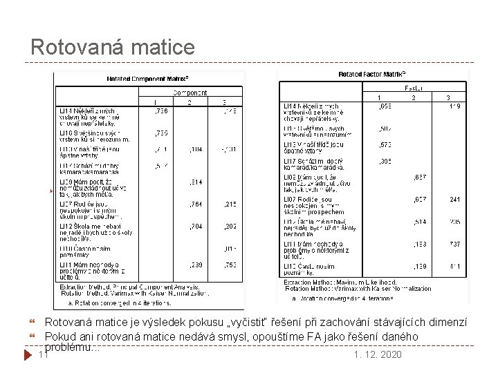 Rotovaná matice je výsledek pokusu „vyčistit“ řešení při zachování stávajících dimenzí Pokud ani rotovaná