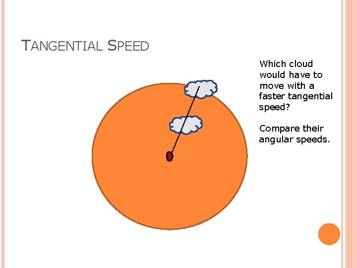 TANGENTIAL SPEED Which cloud would have to move with a faster tangential speed? Compare