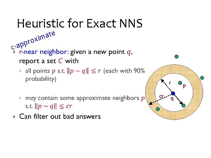 Heuristic for Exact NNS e t a im x o r • -a pp