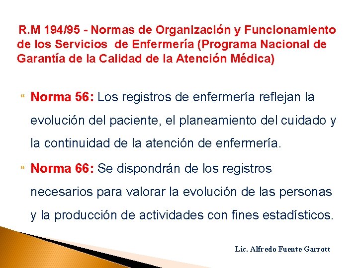 R. M 194/95 - Normas de Organización y Funcionamiento de los Servicios de Enfermería