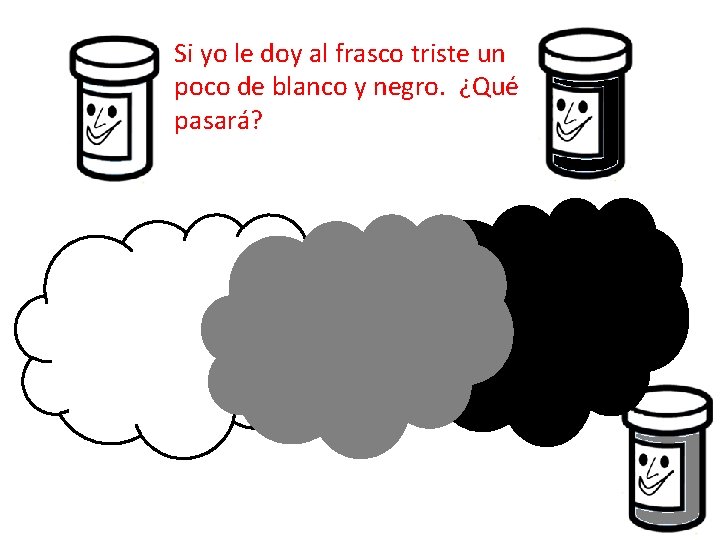 Si yo le doy al frasco triste un poco de blanco y negro. ¿Qué