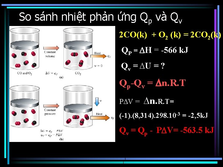 So sánh nhiệt phản ứng Qp và Qv 2 CO(k) + O 2 (k)