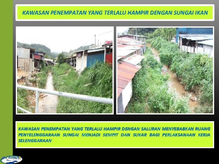 KAWASAN PENEMPATAN YANG TERLALU HAMPIR DENGAN SUNGAI IKAN KAWASAN PENEMPATAN YANG TERLALU HAMPIR DENGAN