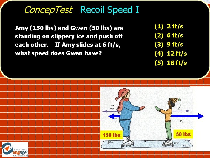 Concep. Test Recoil Speed I Amy (150 lbs) and Gwen (50 lbs) are standing