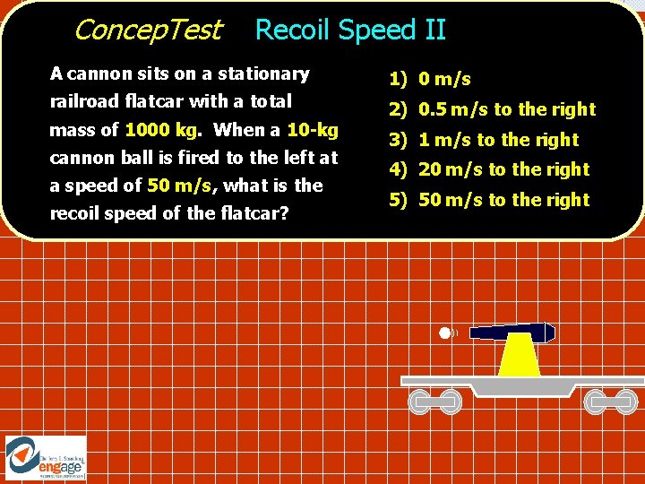 Concep. Test Recoil Speed II A cannon sits on a stationary 1) 0 m/s