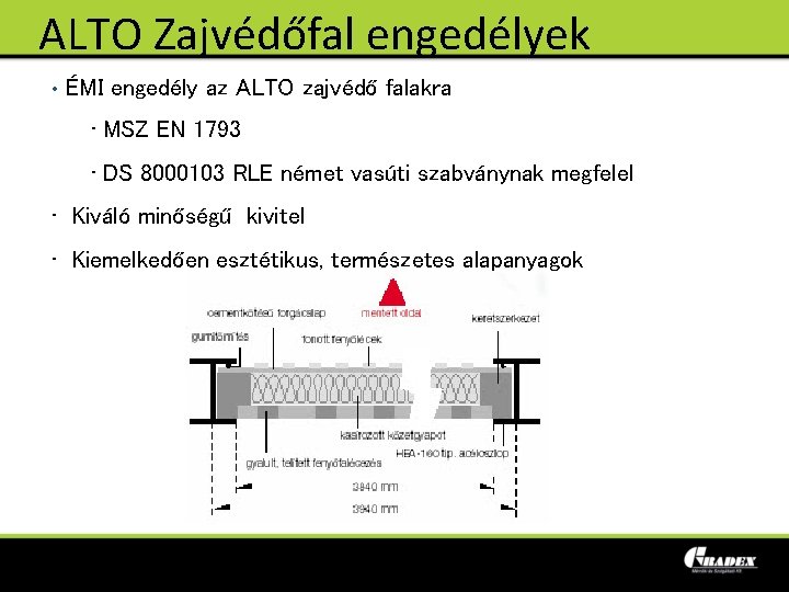 ALTO Zajvédőfal engedélyek • ÉMI engedély az ALTO zajvédő falakra • MSZ EN 1793