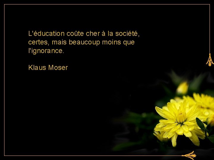 L'éducation coûte cher à la société, certes, mais beaucoup moins que l'ignorance. Klaus Moser