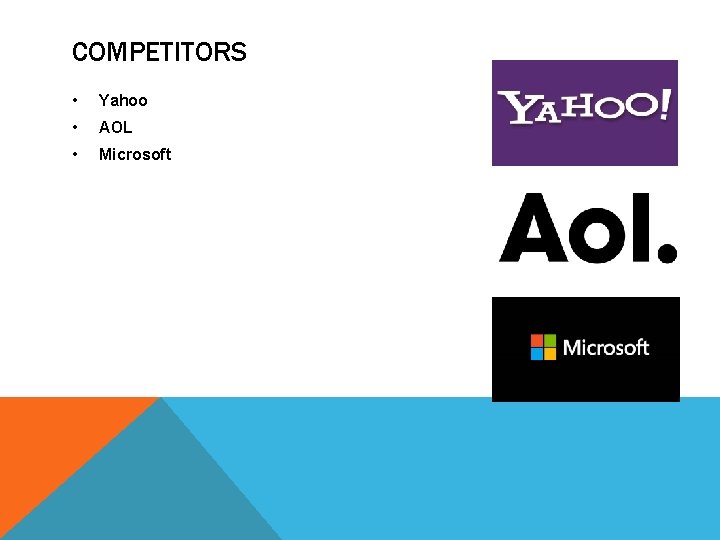 COMPETITORS • Yahoo • AOL • Microsoft 