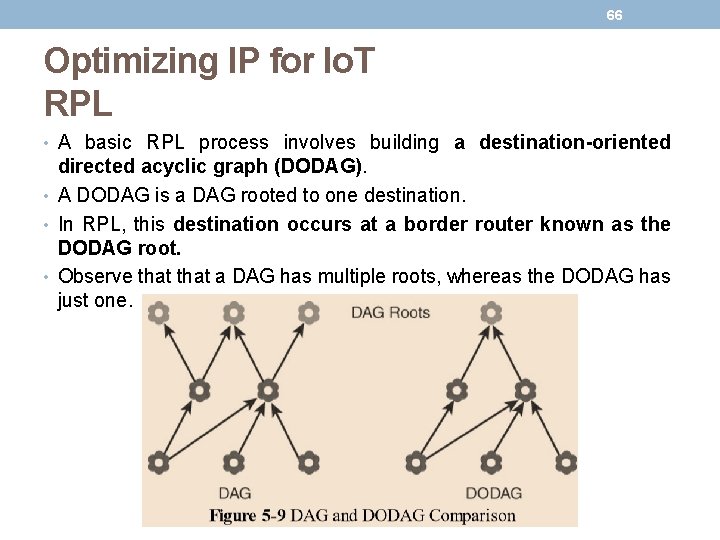 66 Optimizing IP for Io. T RPL • A basic RPL process involves building