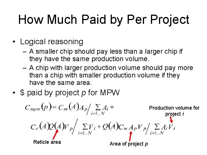 How Much Paid by Per Project • Logical reasoning – A smaller chip should