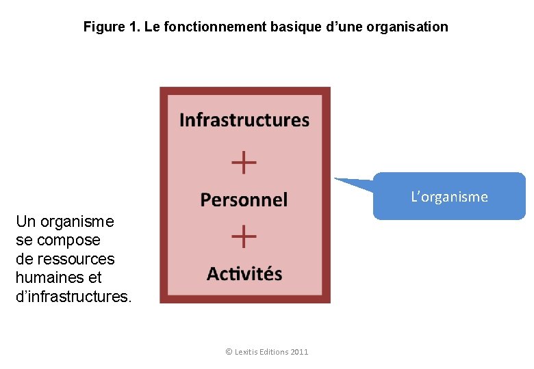 Figure 1. Le fonctionnement basique d’une organisation L’organisme Un organisme se compose de ressources