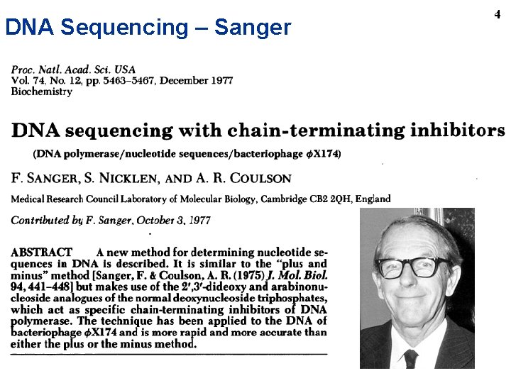 DNA Sequencing – Sanger 4 