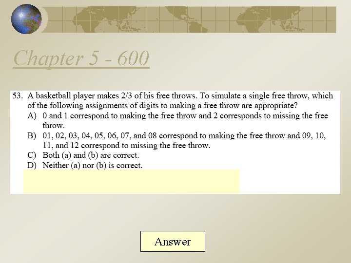 Chapter 5 - 600 Answer 