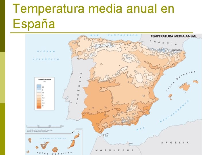 Temperatura media anual en España 