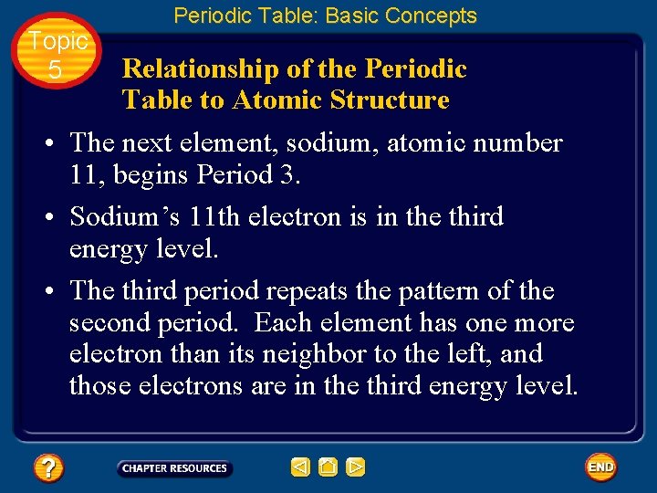 Topic 5 Periodic Table: Basic Concepts Relationship of the Periodic Table to Atomic Structure