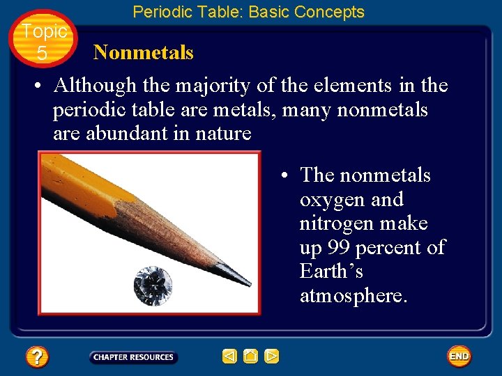 Topic 5 Periodic Table: Basic Concepts Nonmetals • Although the majority of the elements