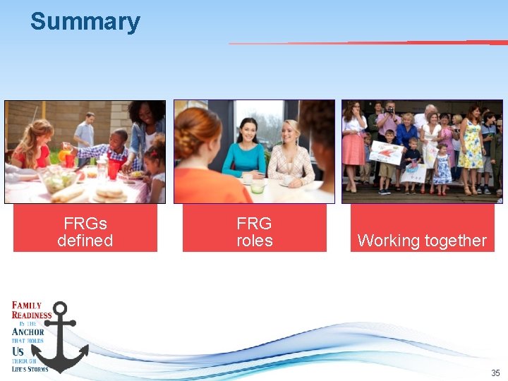 Summary FRGs defined FRG roles Working together 35 