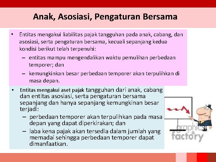 Anak, Asosiasi, Pengaturan Bersama • Entitas mengakui liabilitas pajak tangguhan pada anak, cabang, dan