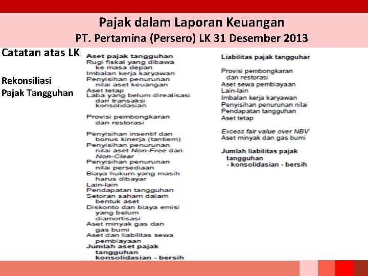 Pajak dalam Laporan Keuangan PT. Pertamina (Persero) LK 31 Desember 2013 Catatan atas LK