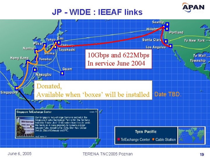 JP - WIDE : IEEAF links 10 Gbps and 622 Mbps In service June