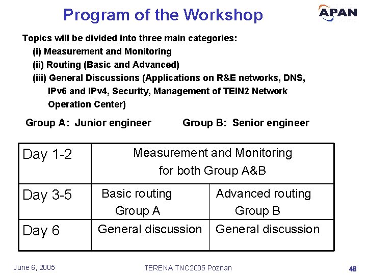 Program of the Workshop Topics will be divided into three main categories: (i) Measurement