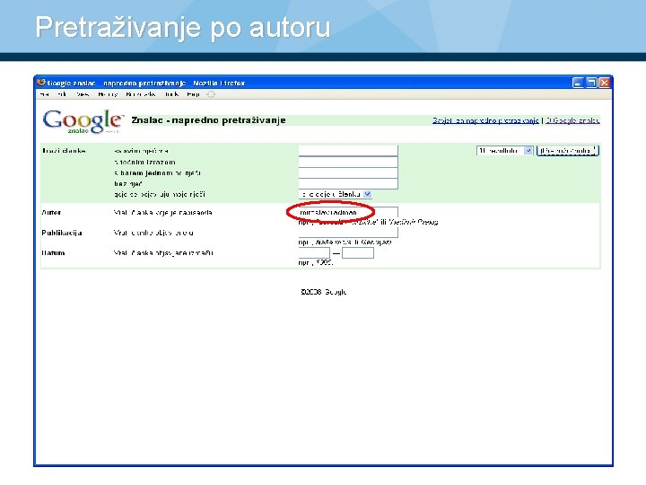 Pretraživanje po autoru 